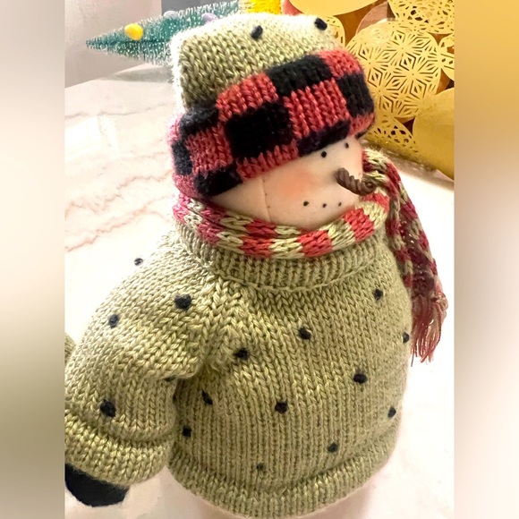 Set of 2 Plush Weighted SNOWMEN SWEATER & HAT 8” - Plum Pudding by Heather Hykes - Picture 3 of 7